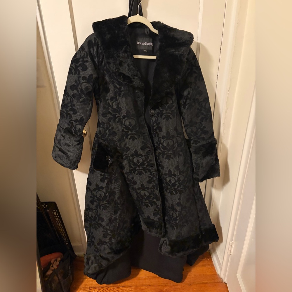 Dracula clothing skull brocade pocket winter coat